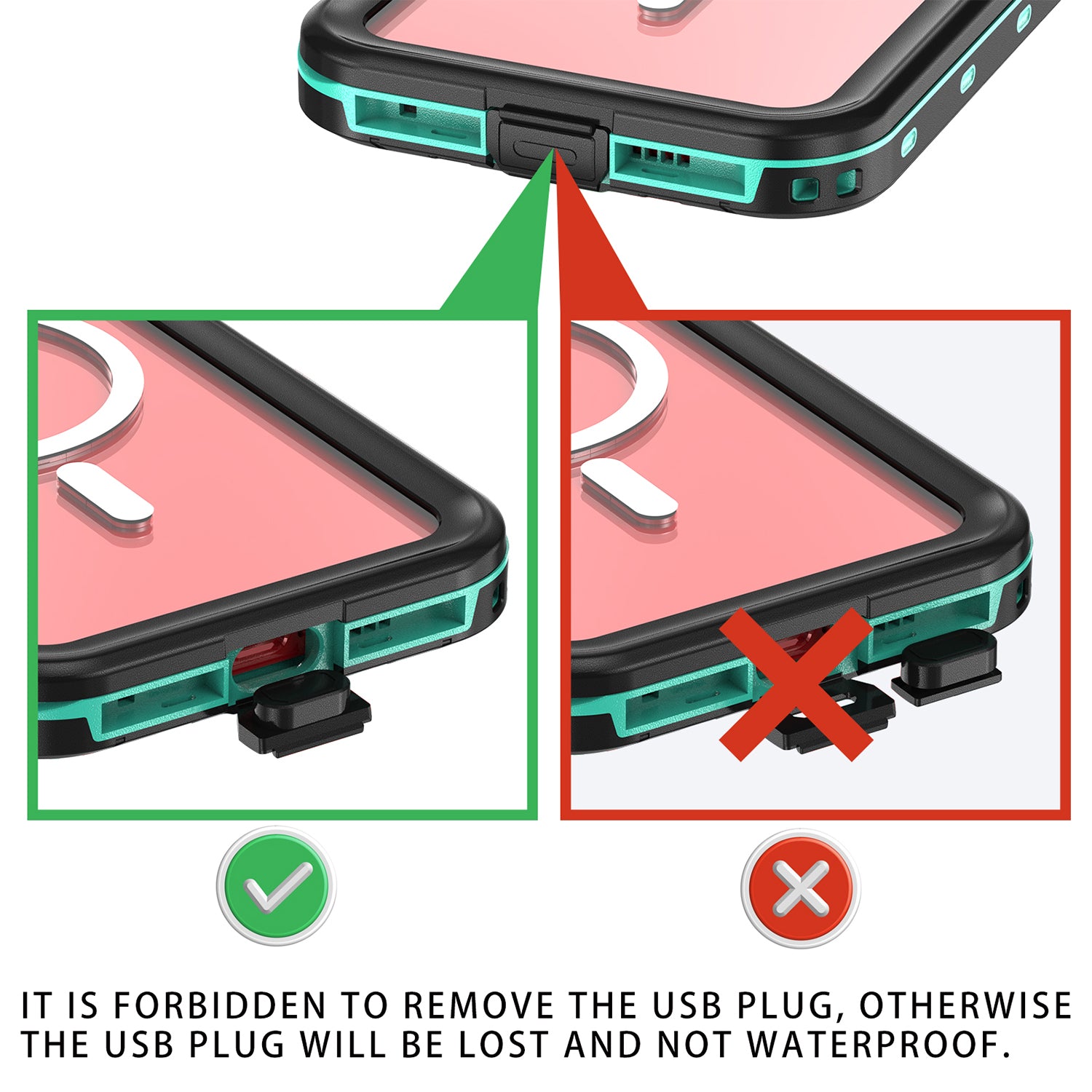 iPhone 15 Pro Max 360 Full Protective Waterproof Case With Built-in Screen Fingerprint Protector