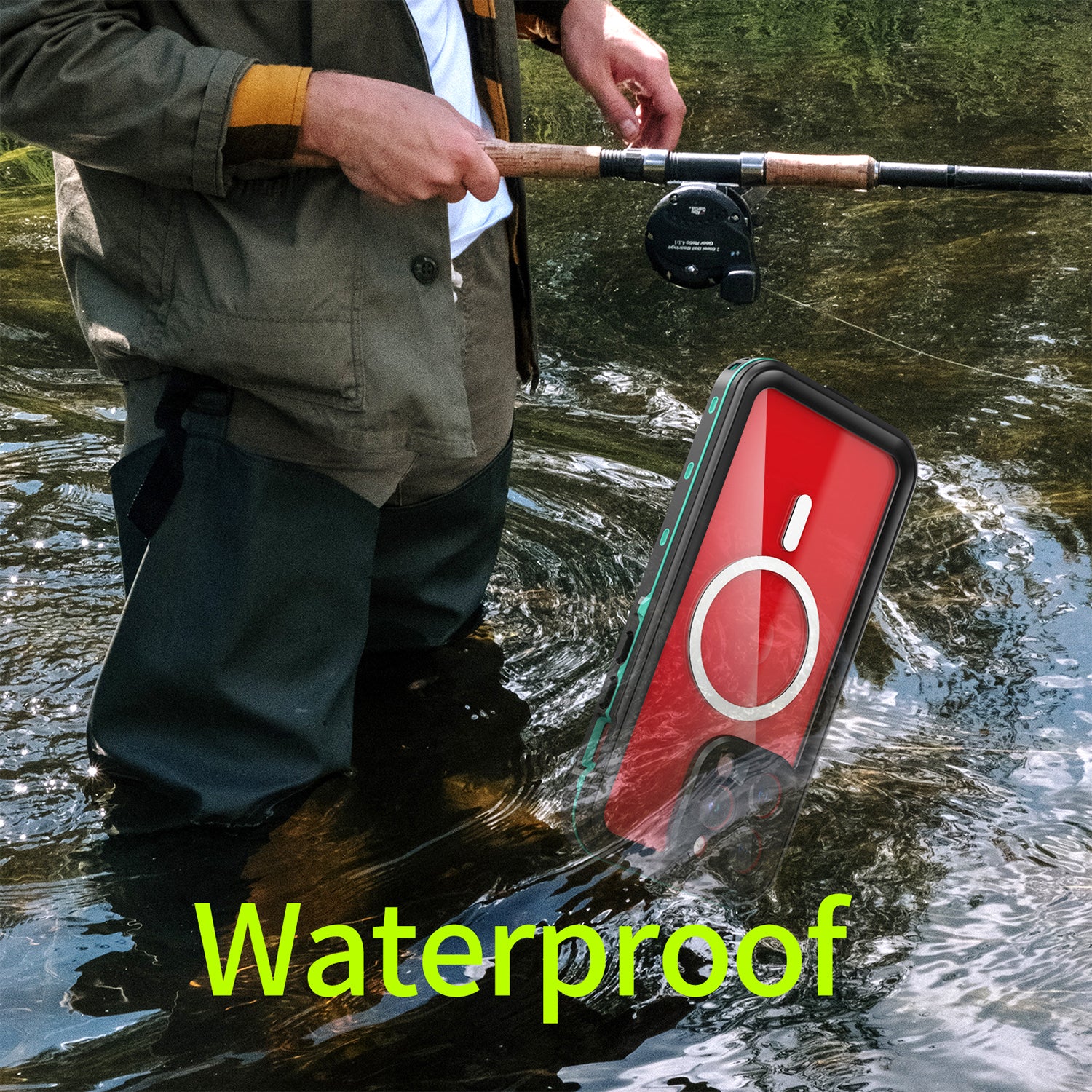 iPhone 15 Pro Max 360 Full Protective Waterproof Case With Built-in Screen Fingerprint Protector