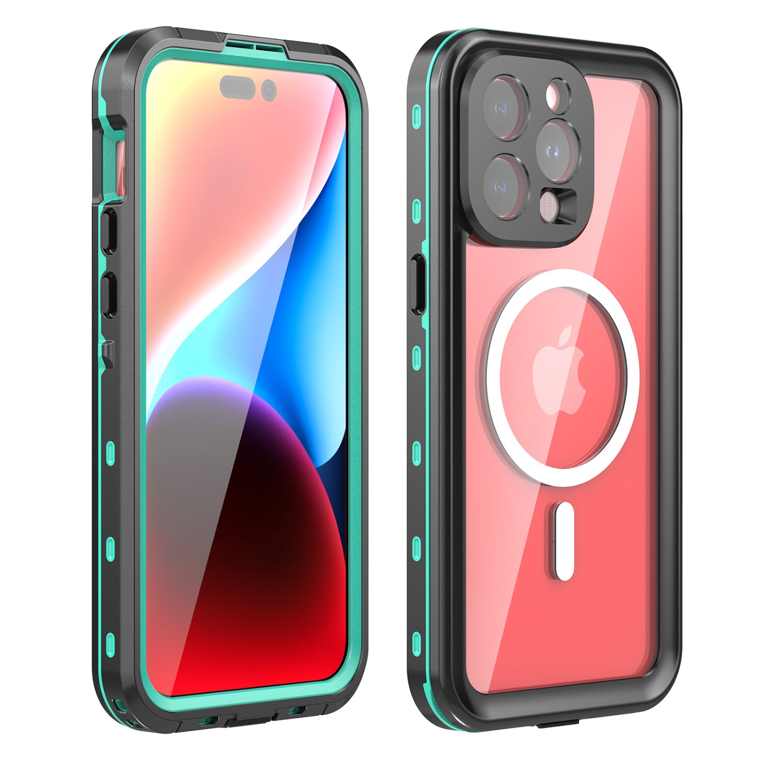 iPhone 15 Pro Max 360 Full Protective Waterproof Case With Built-in Screen Fingerprint Protector