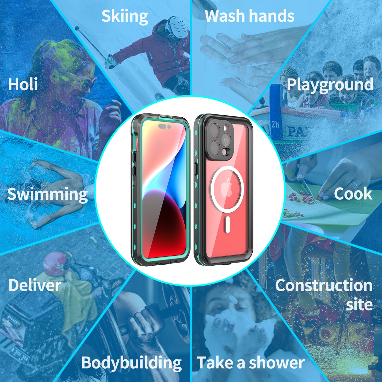 iPhone 15 Pro Max 360 Full Protective Waterproof Case With Built-in Screen Fingerprint Protector