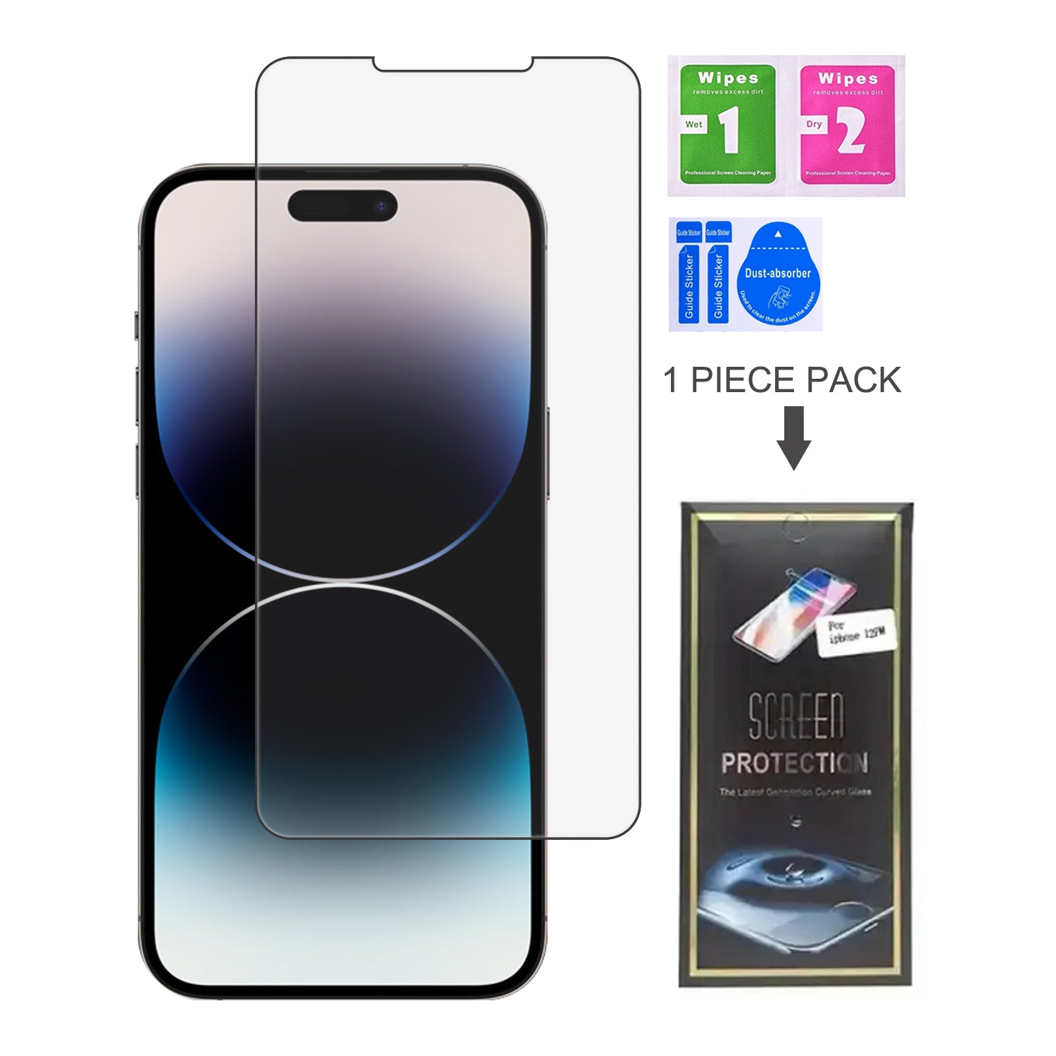 iPhone 14 Pro (6.1'')Black Tempered Glass