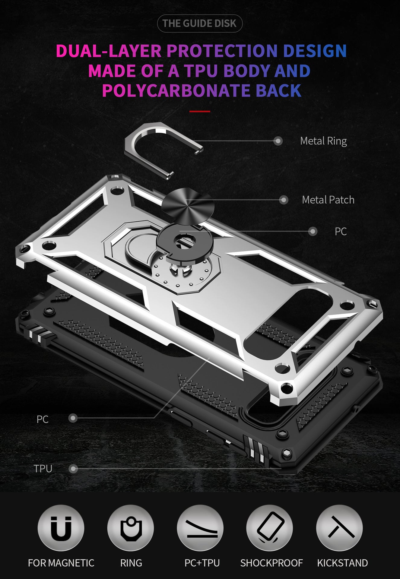 Dual Colors Ring Magnetic GPS car mount Phone Holder for Samsung Galaxy S10 Plus Case