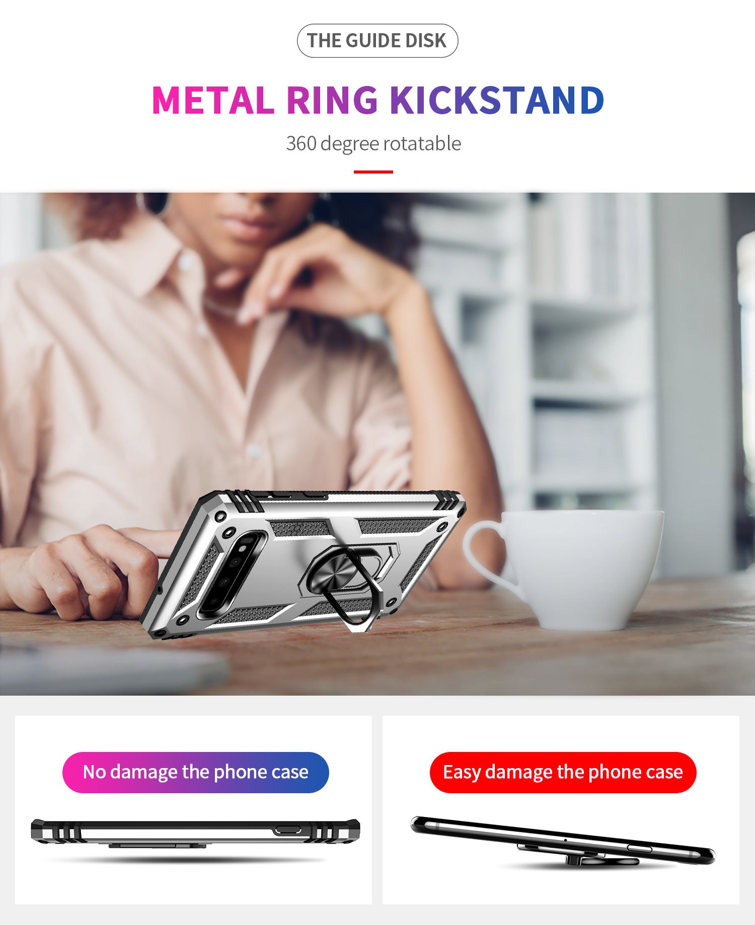 Dual Colors Ring Magnetic GPS car mount Phone Holder for Samsung Galaxy S10 Plus Case