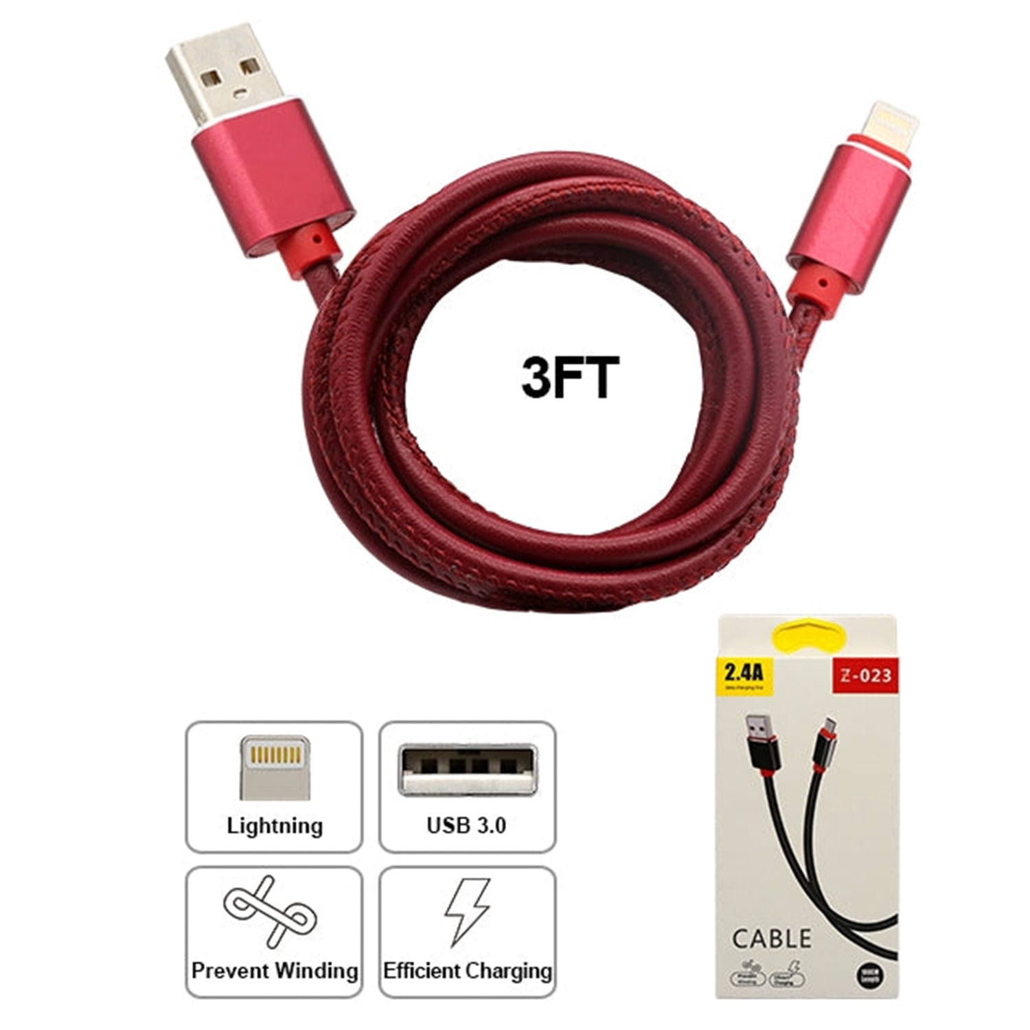 TPU Cable for iPhone 11/11 Pro /11 Pro Max/ Xs Max/ X / XS/ 8 / 7  (3FT)