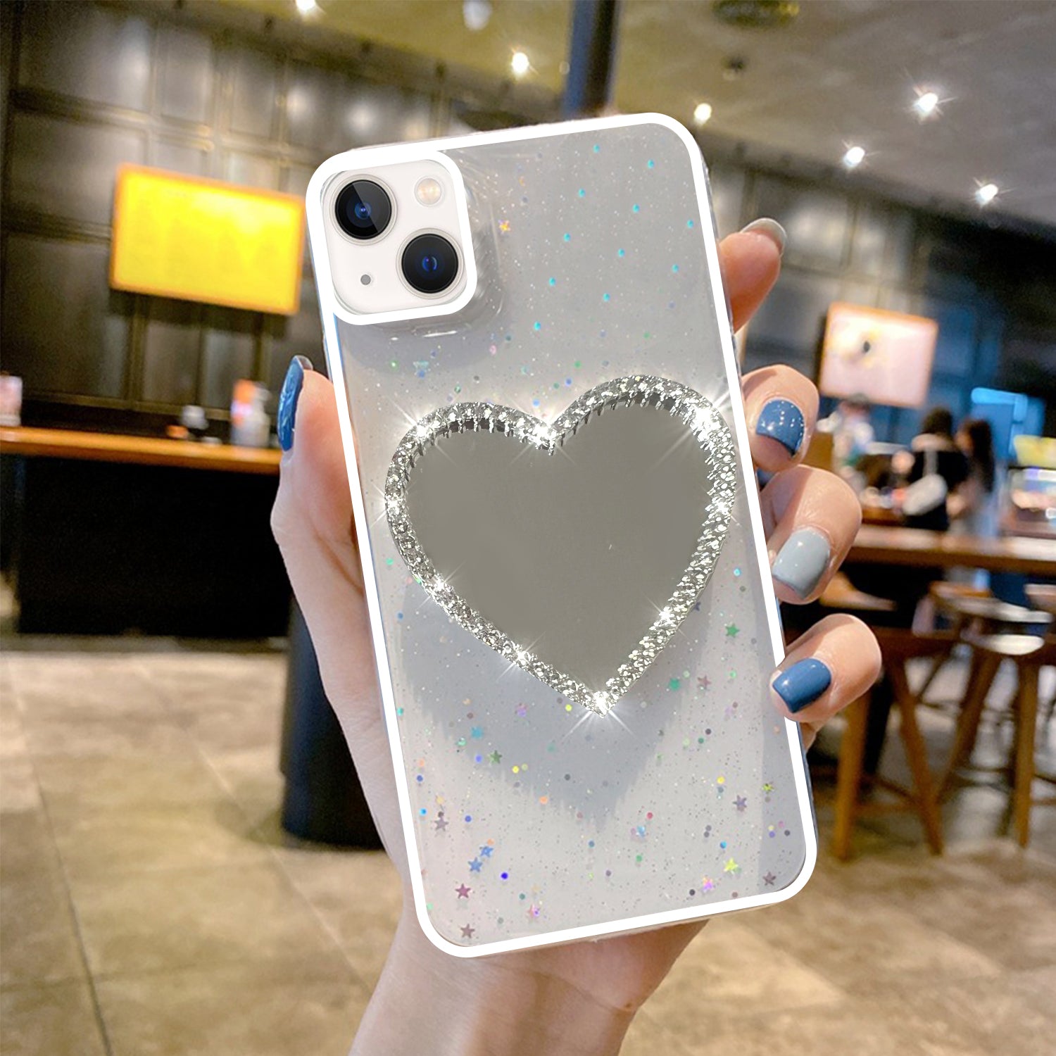 Makeup mirror On the back of the phone case for iPhone 14/13 (6.1 ")