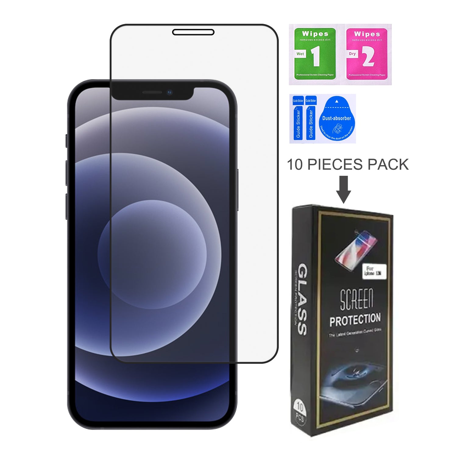 iPhone 12 Mini (5.4") Black Tempered Glass