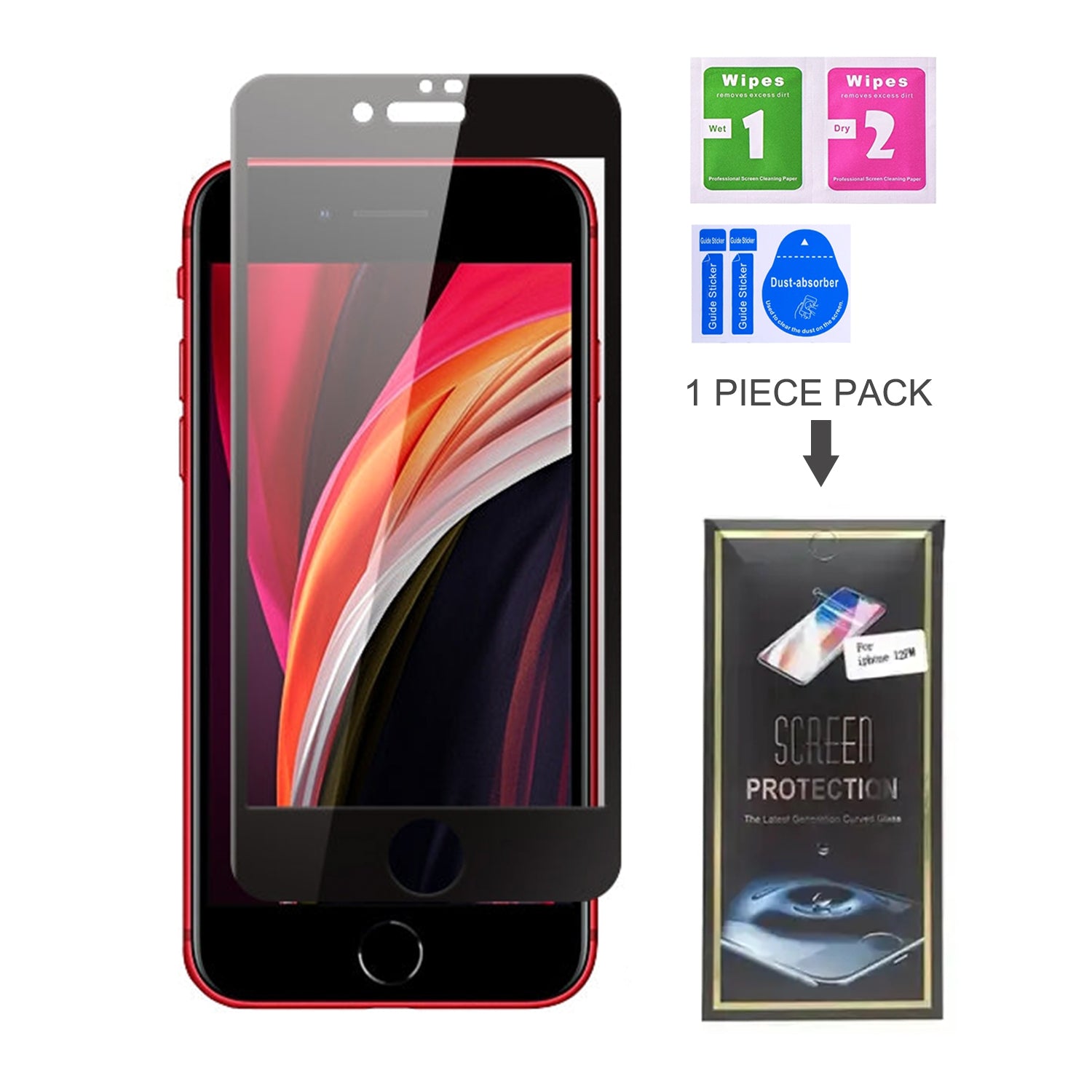 iPhone SE2 (4.7") Black Tempered Glass