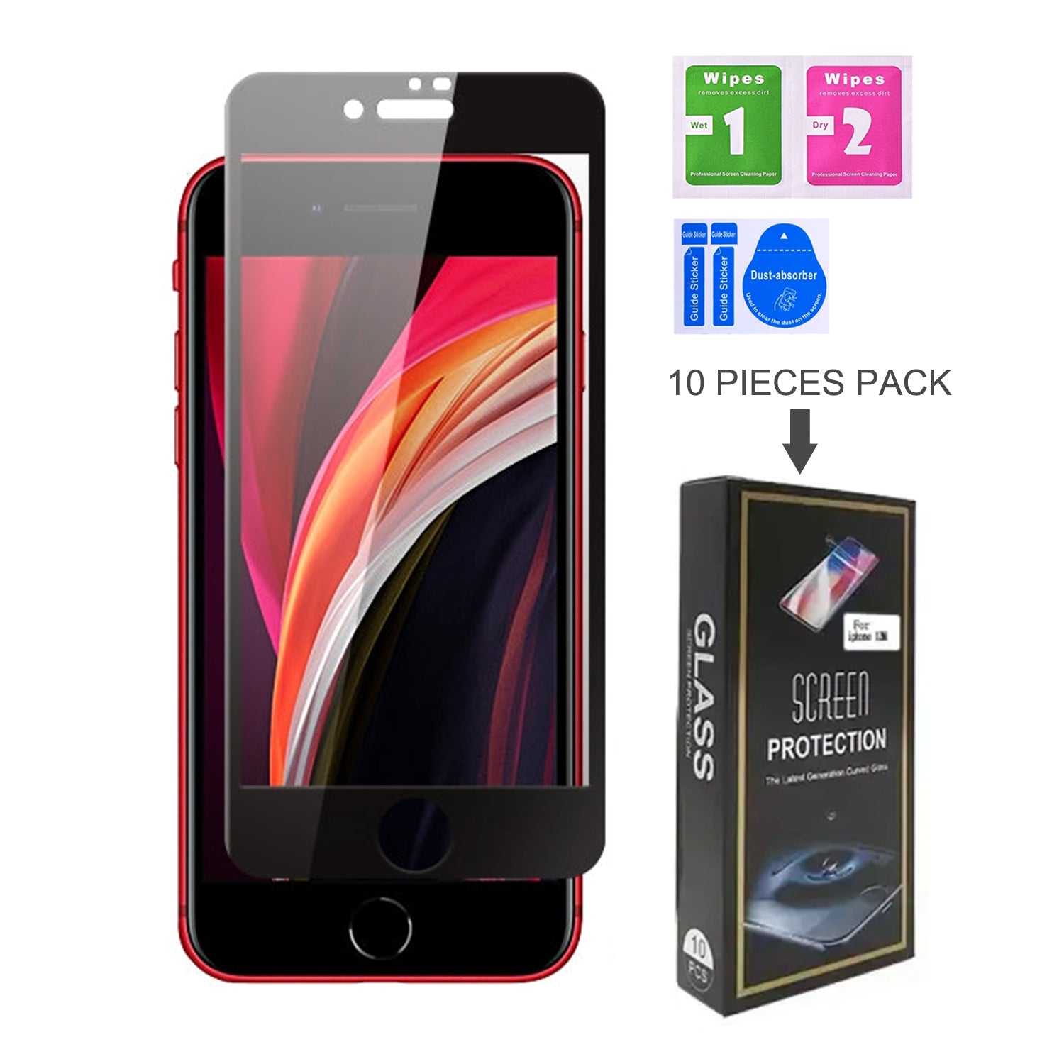 iPhone SE2 (4.7") Black Tempered Glass