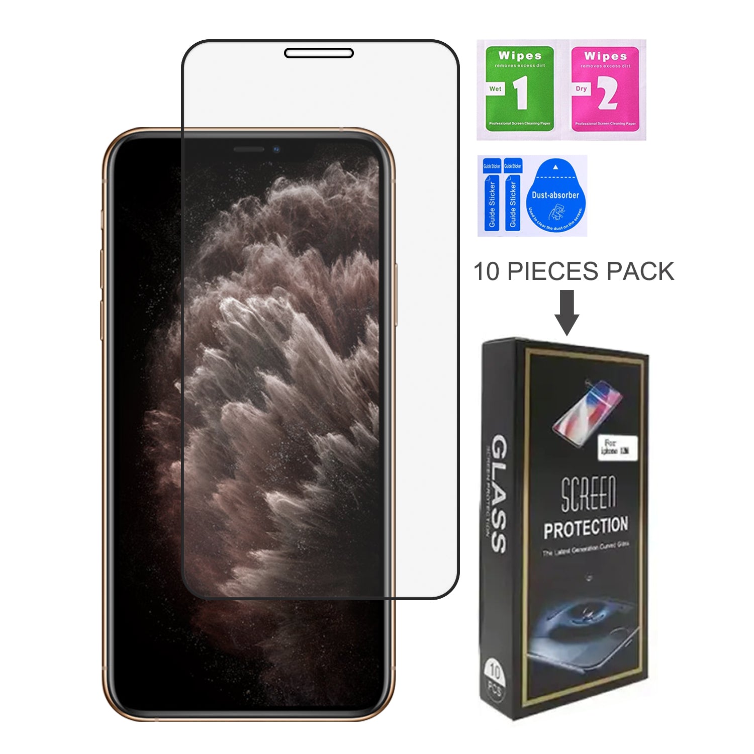 iPhone 11 Pro Max (6.5")Black Tempered Glass