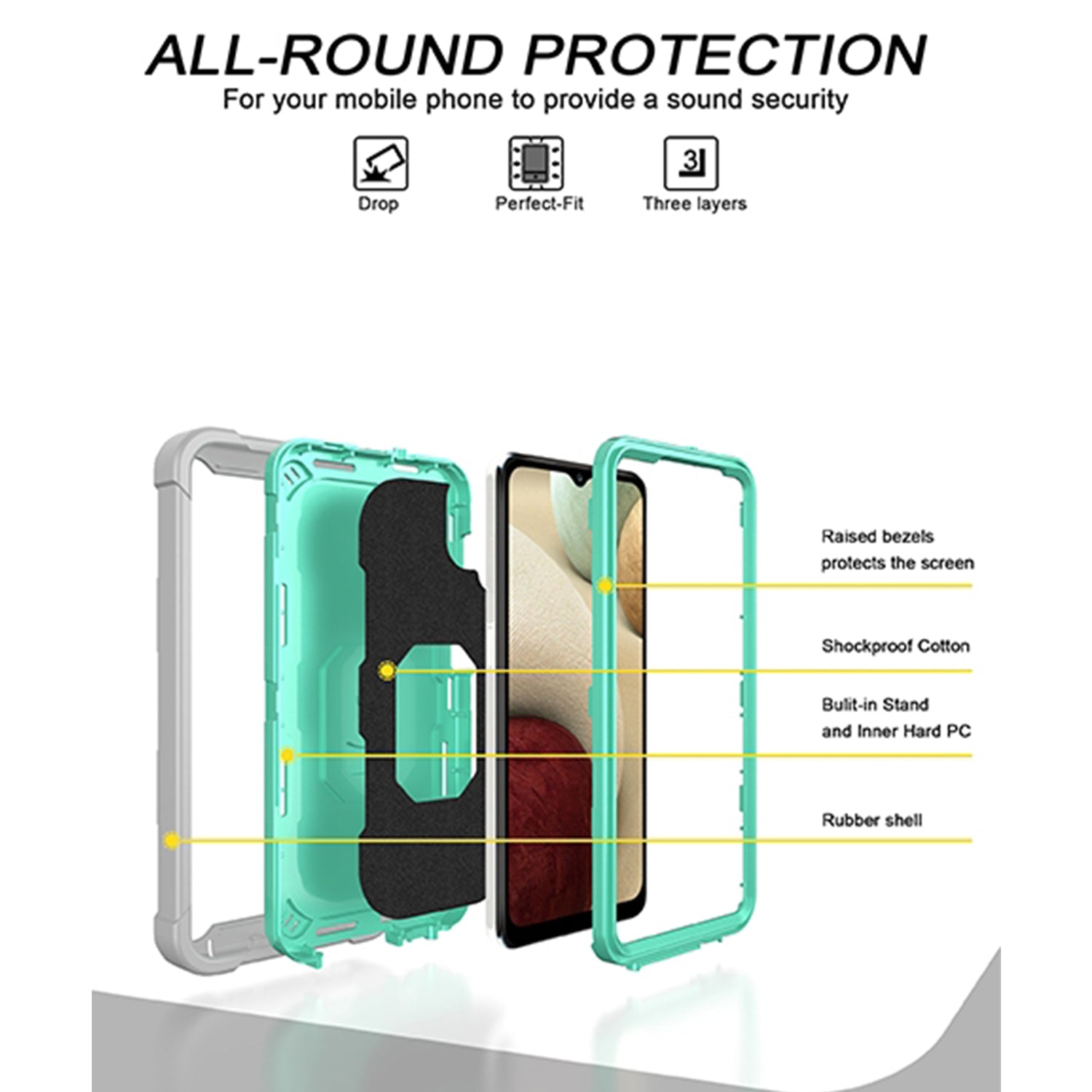 Full azimuth protection hardware bracket silicone case for Samsung Galaxy A12(5G) Case