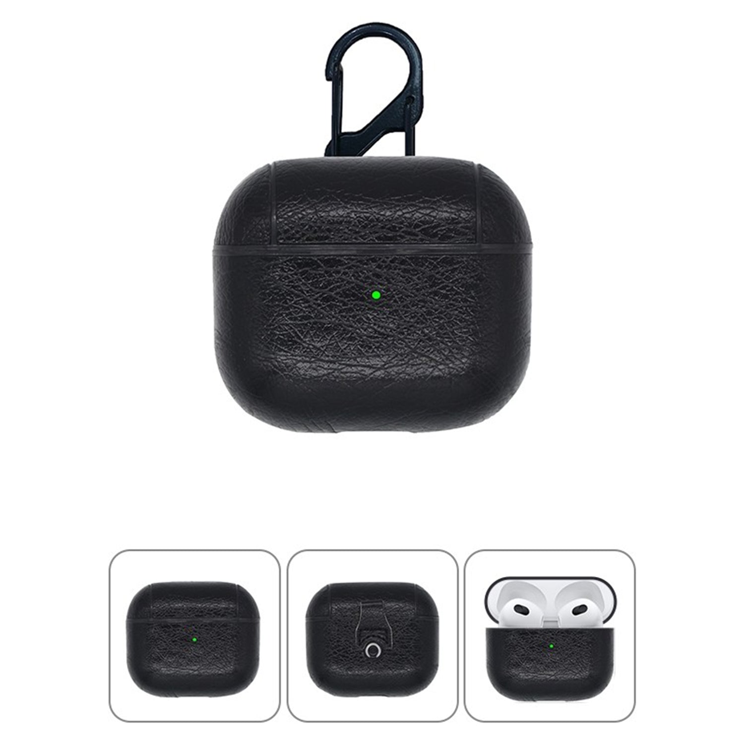 Leather Case Cover with Carabiner Compatible with Apple AirPods (3rd generation)