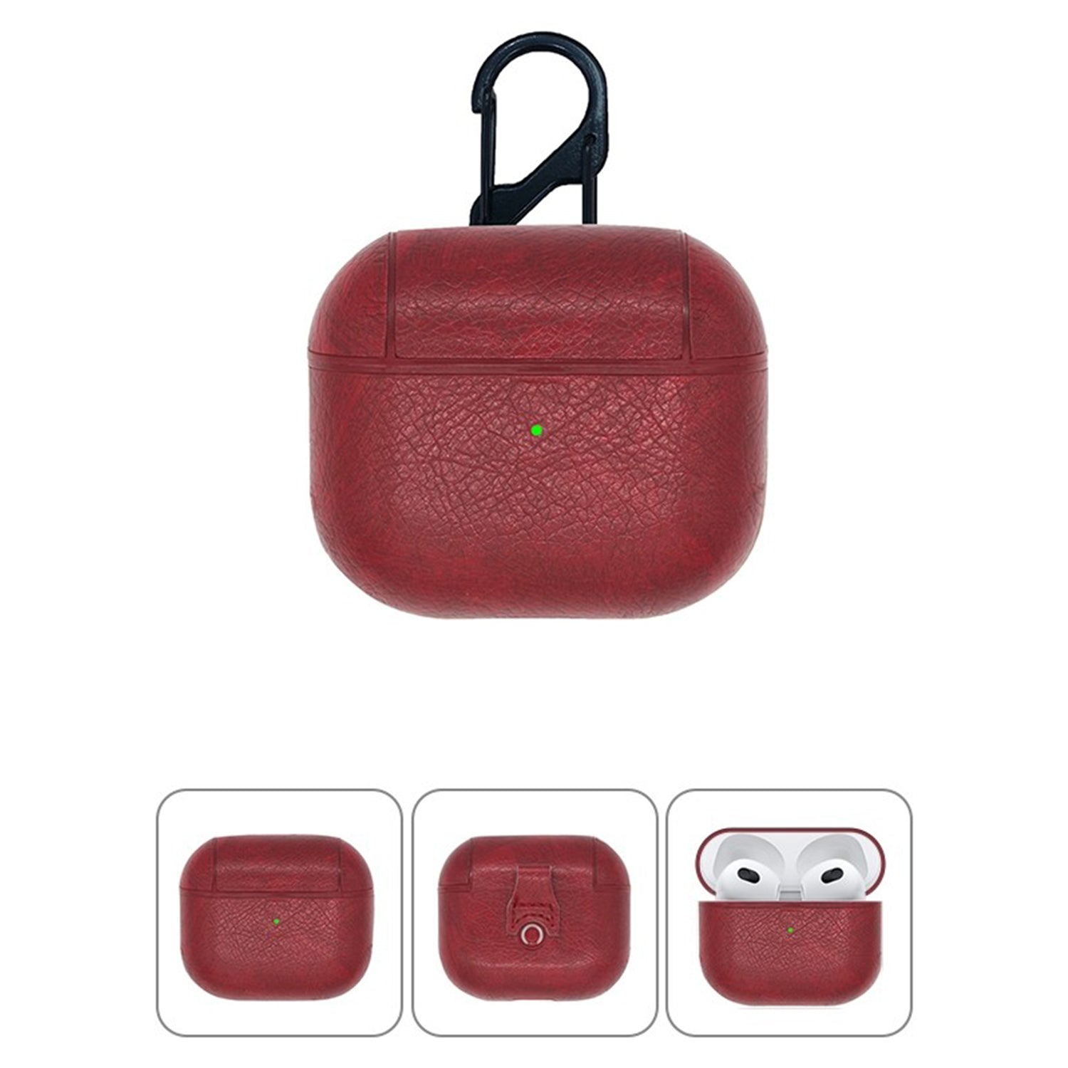 Leather Case Cover with Carabiner Compatible with Apple AirPods (3rd generation)