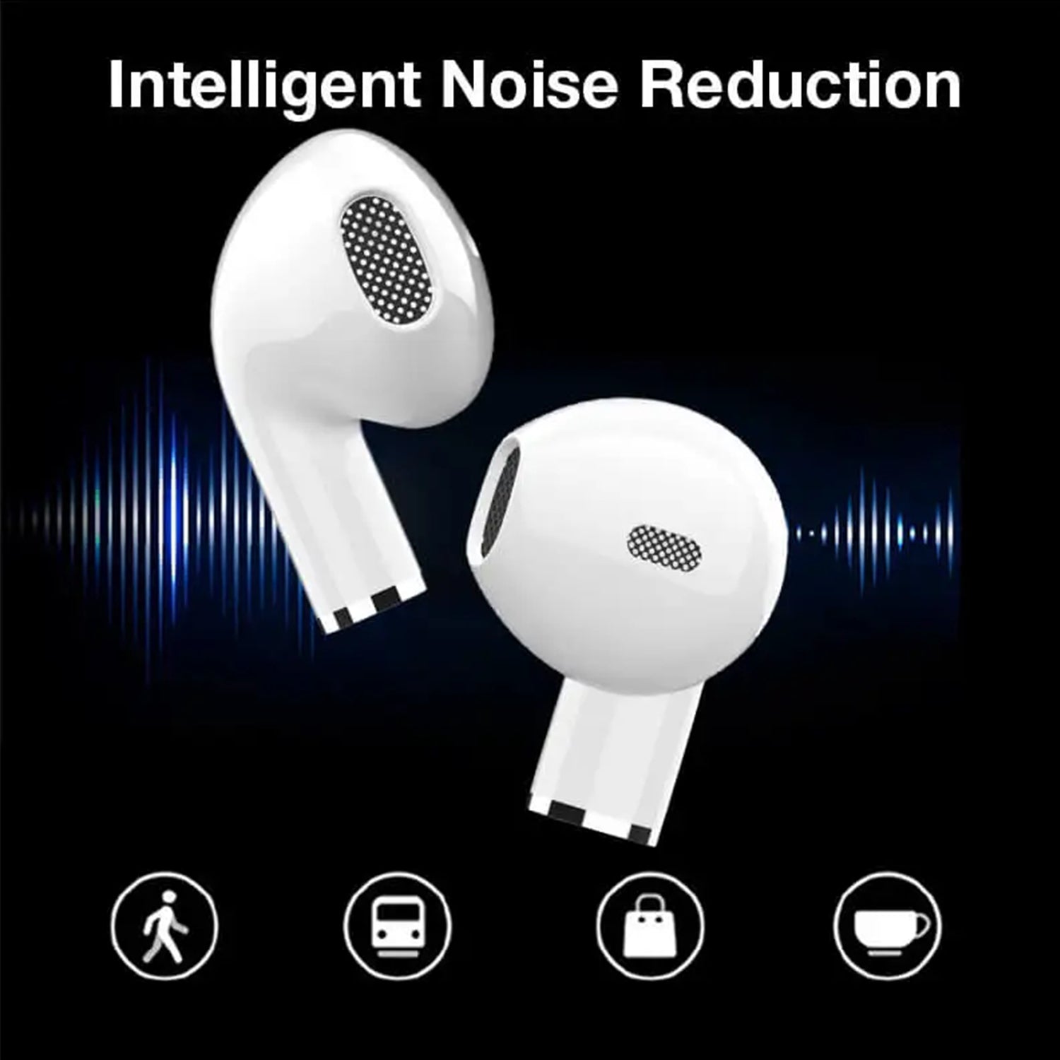 Bluetooth Earphones Gyro Rotation Earbuds Binaural Smart Touch HIFI Stereo Voice Audio-White