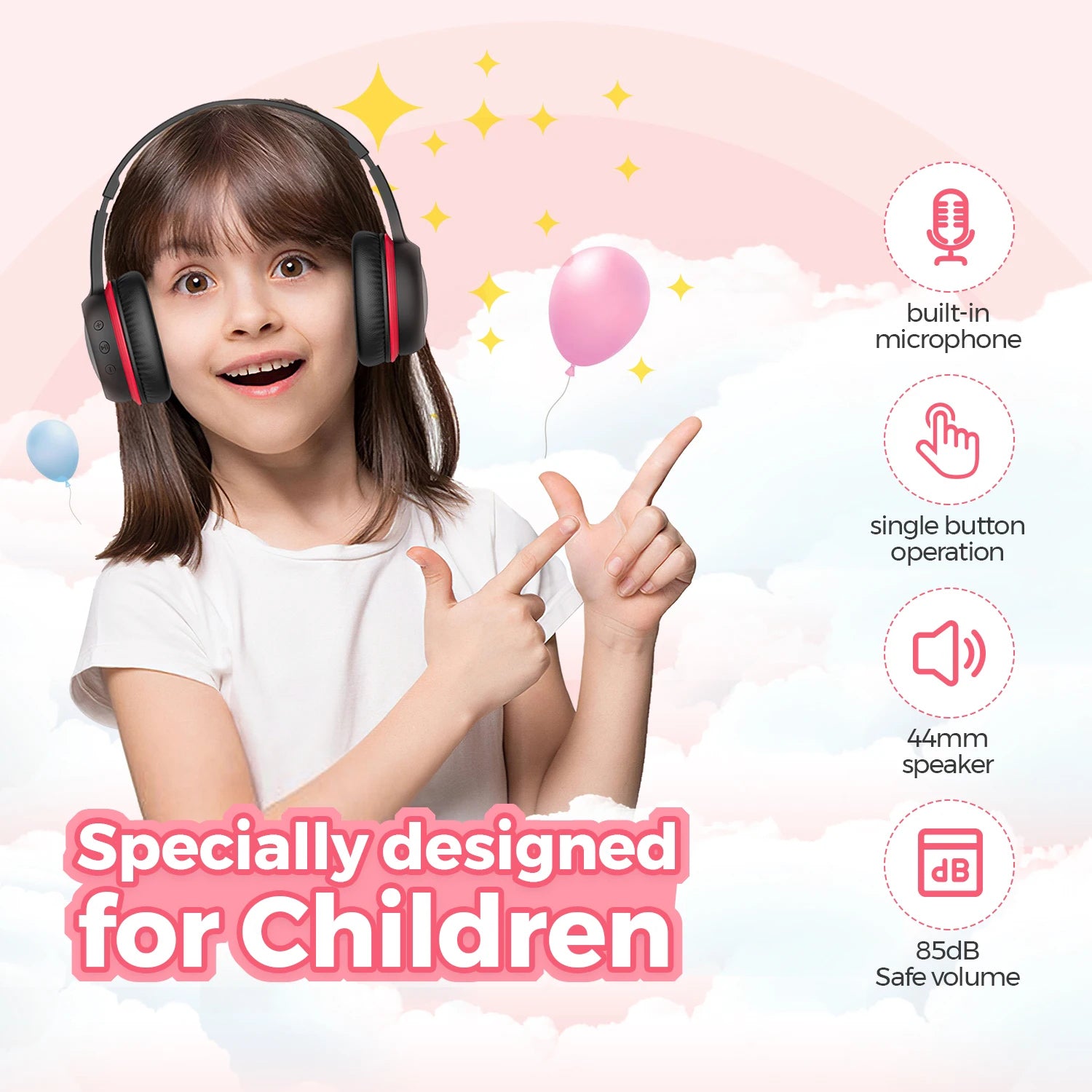 Ear Headphones for Kids, Headphones with Safe Volume Limiter 85dB, Adjustable and Flexible for Kids, Boys, Girls,Suit for School Classroom Students Teens Children