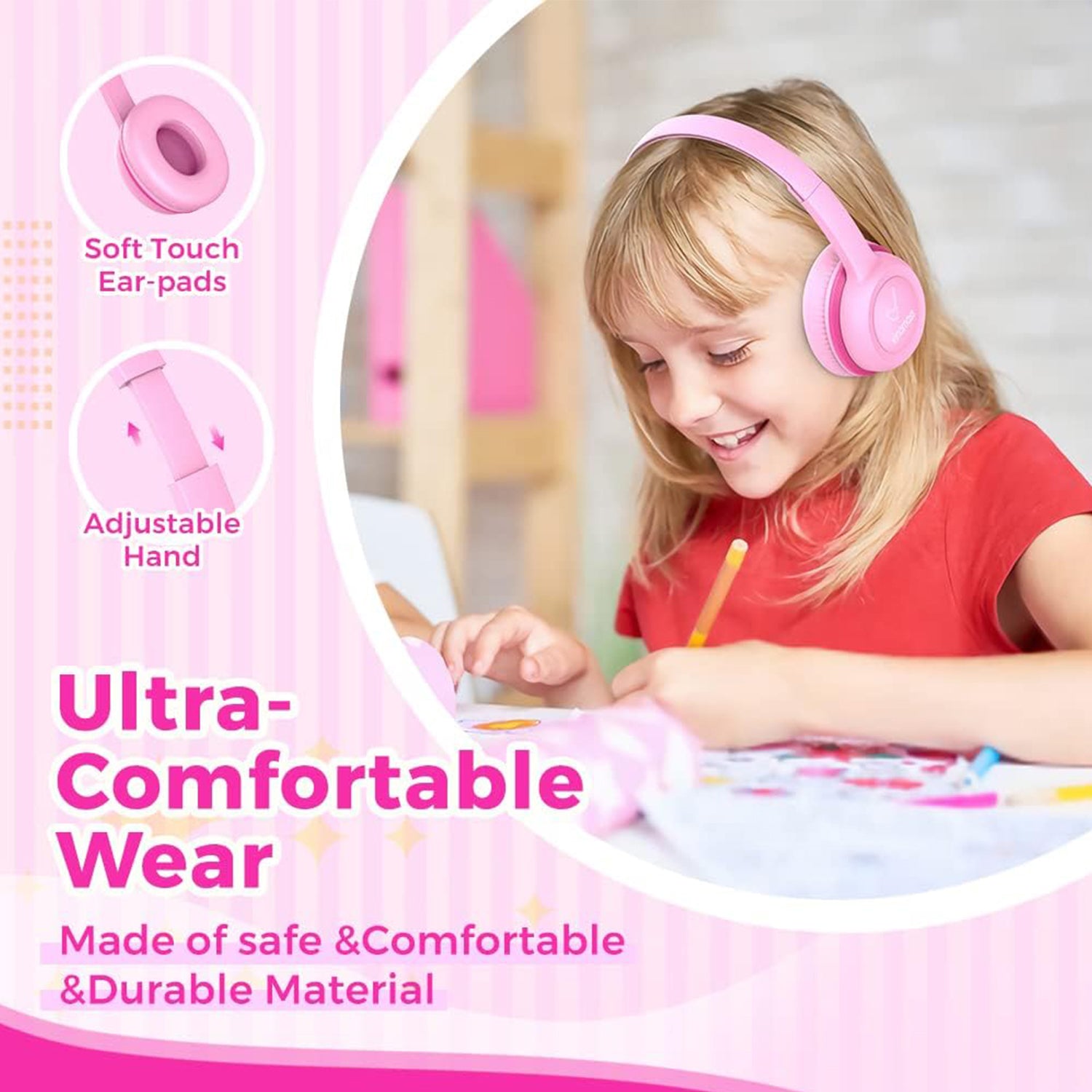 Ear Headphones for Kids, Headphones with Safe Volume Limiter 85dB, Adjustable and Flexible for Kids, Boys, Girls,Suit for School Classroom Students Teens Children