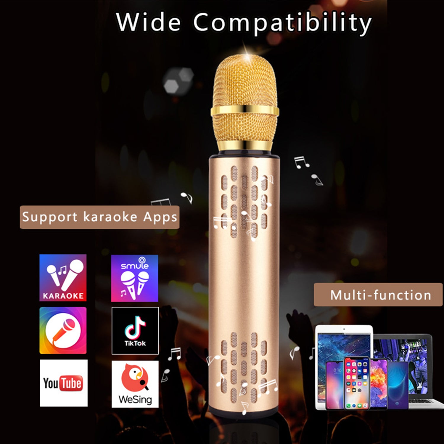 M6 Wireless Microphone Noise Reduction High Fidelity Mini Bluetooth-compatible 5.0 Home KTV Recording Microphone Speaker for Singing