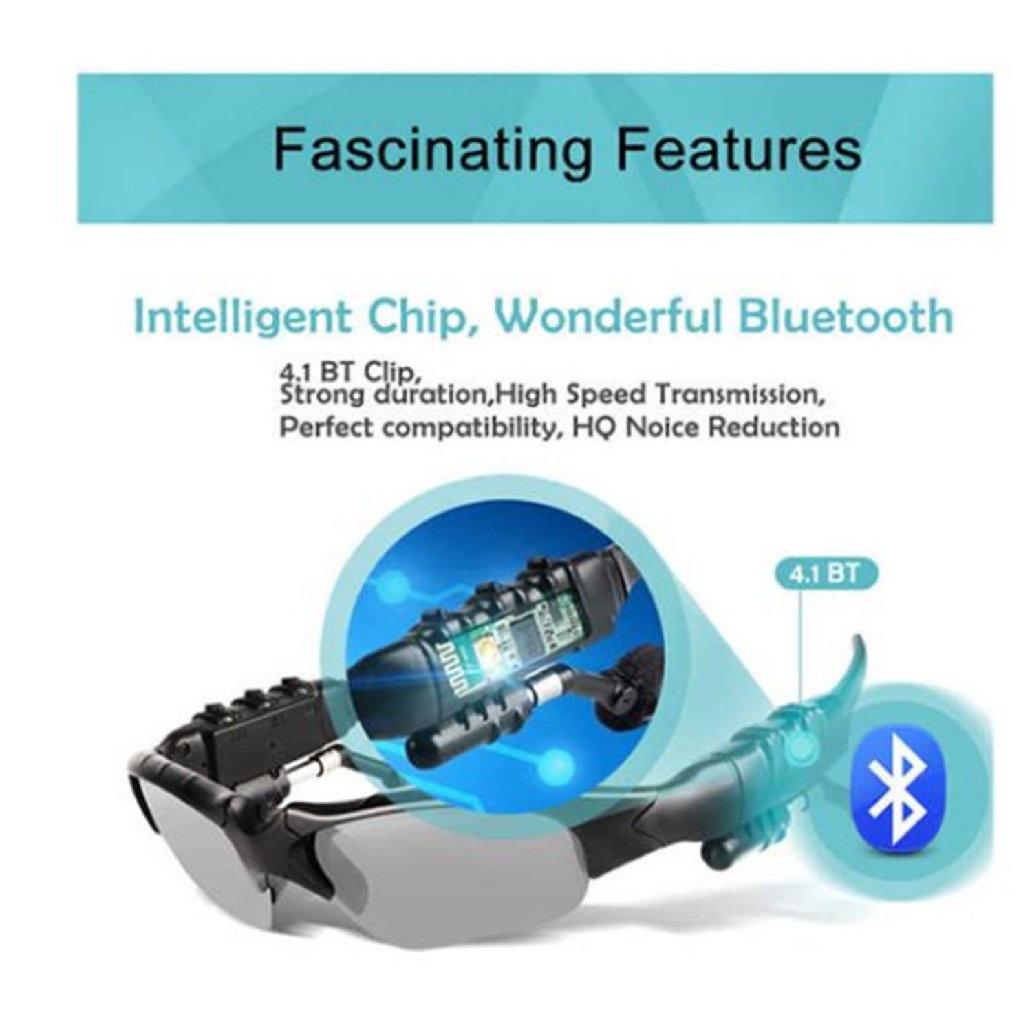 Wireless Music Sunglasses with Stereo Handsfree Bluetooth 4.1 Headset Headphone
