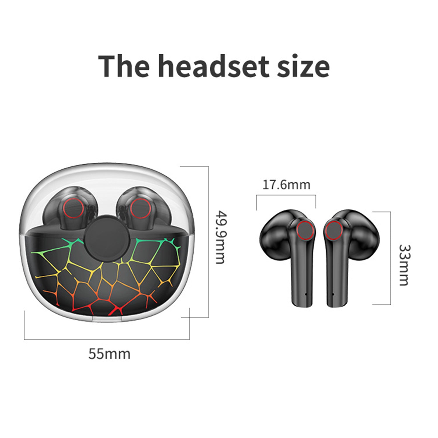Wireless Bluetooth Transparent Crack Light Noise Reduction Earphones