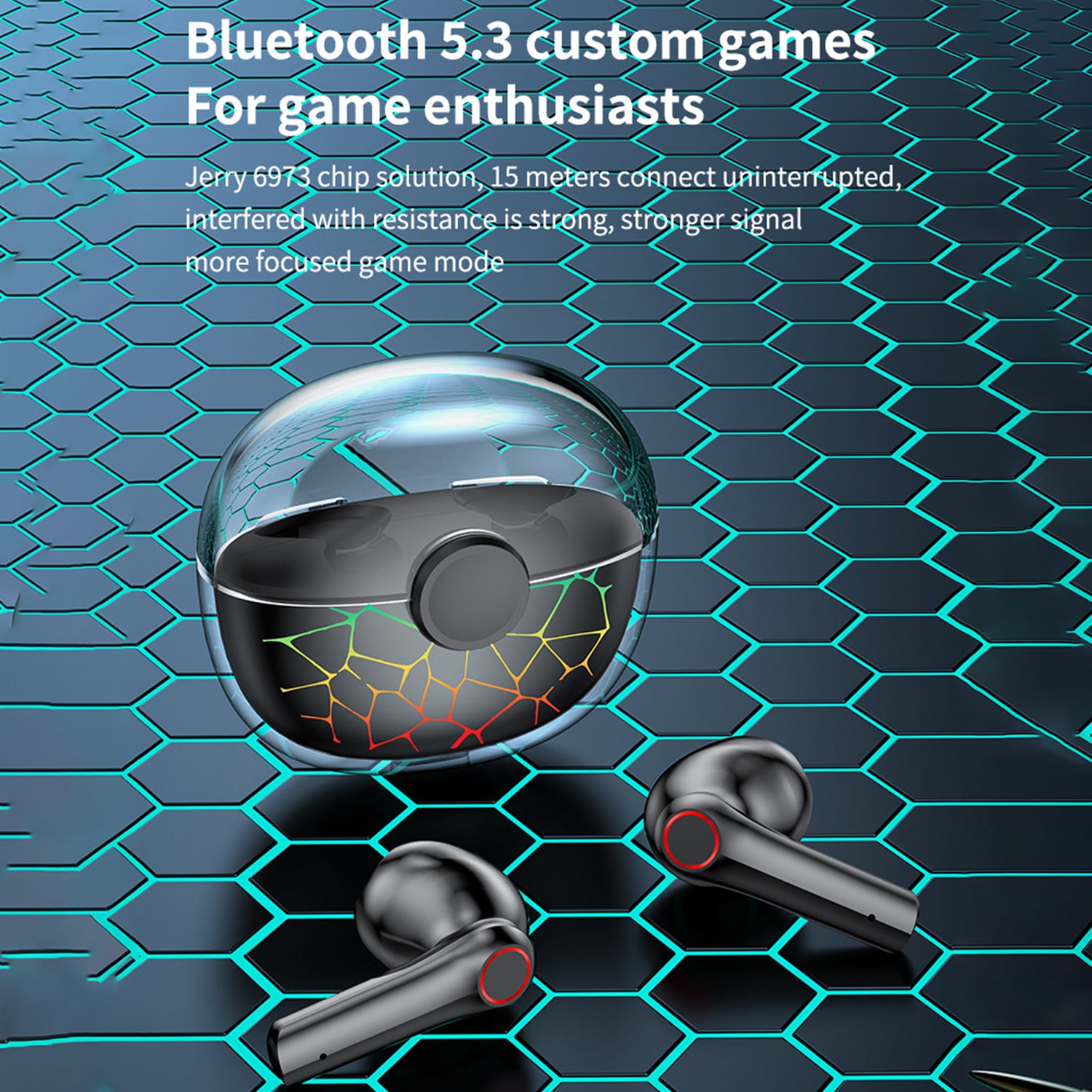 Wireless Bluetooth Transparent Crack Light Noise Reduction Earphones