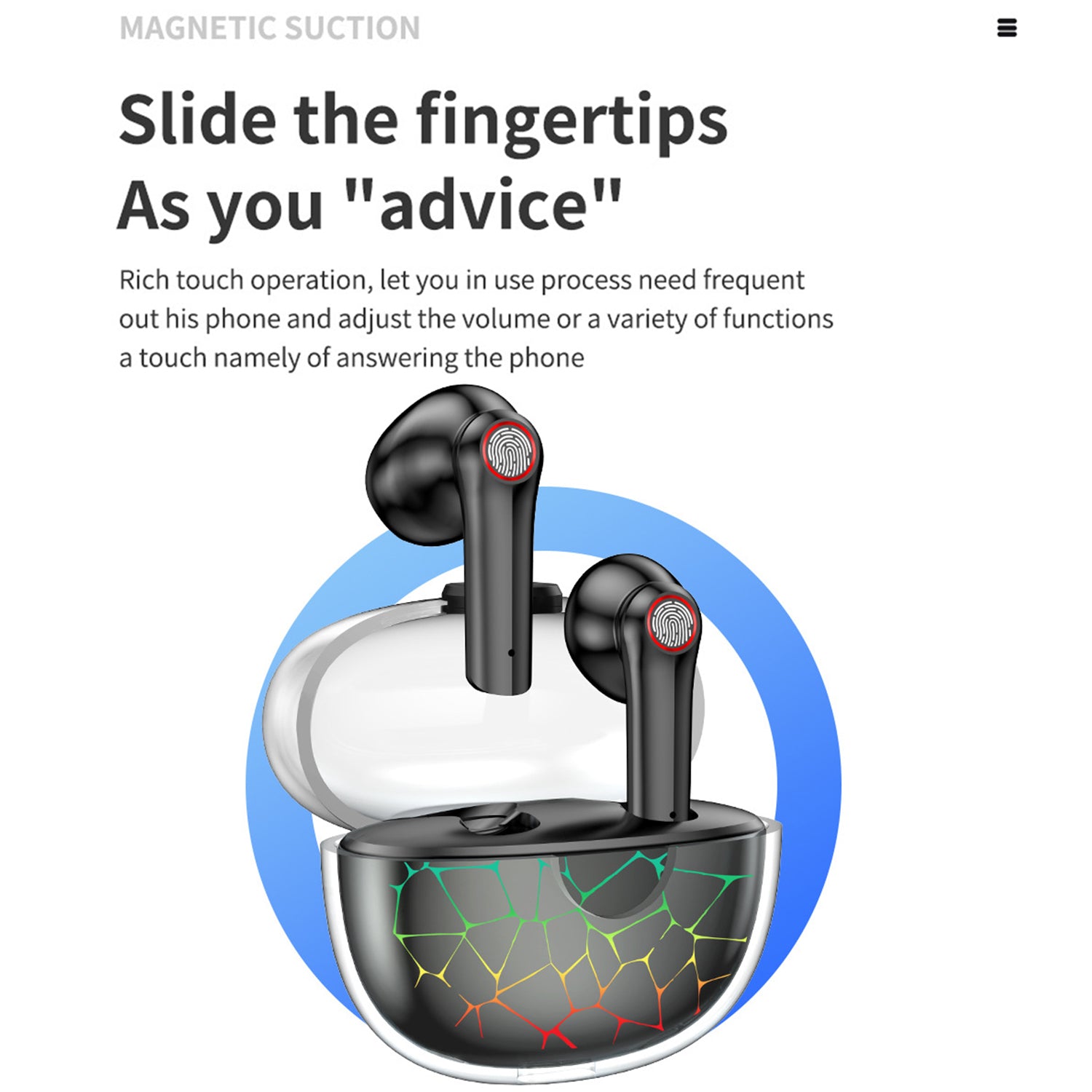 Wireless Bluetooth Transparent Crack Light Noise Reduction Earphones