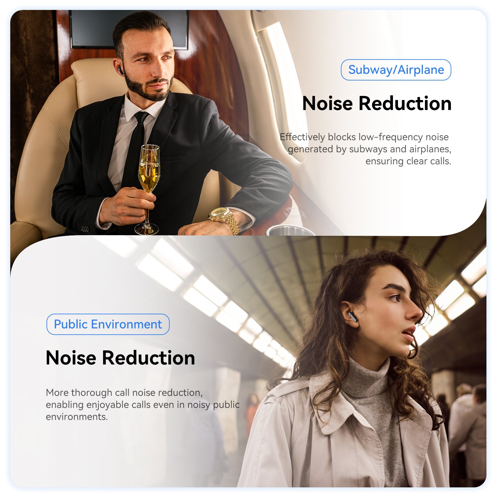 Noise Reduction IPX5 Waterproof High Fidelity Stereo Wireless Bluetooth Earphones