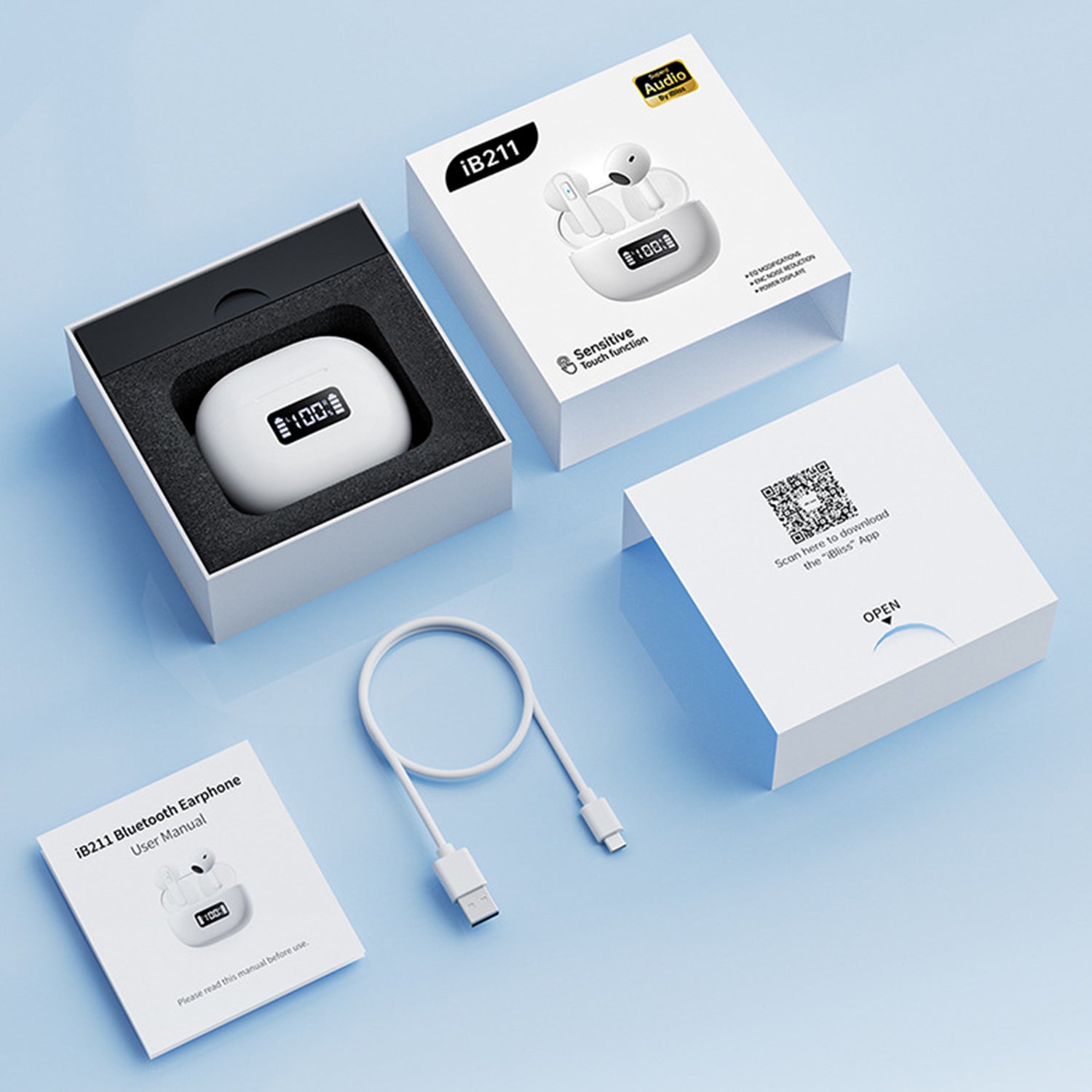 Noise Reduction IPX5 Waterproof High Fidelity Stereo Wireless Bluetooth Earphones