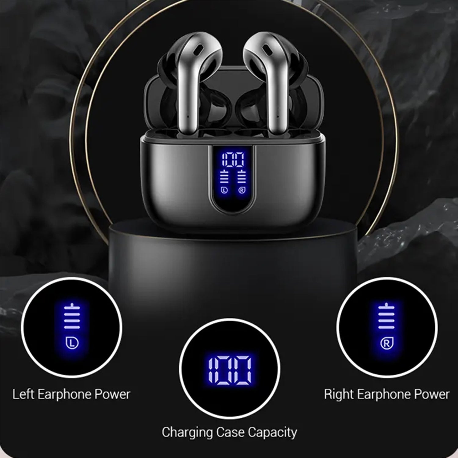 Bluetooth 5.3 Wireless Headphones, X08 Wireless Earbuds 40H Playtime with LED Power Display, IPX5 Waterproof Headphones with Touch Control for Sport/Work Earphones