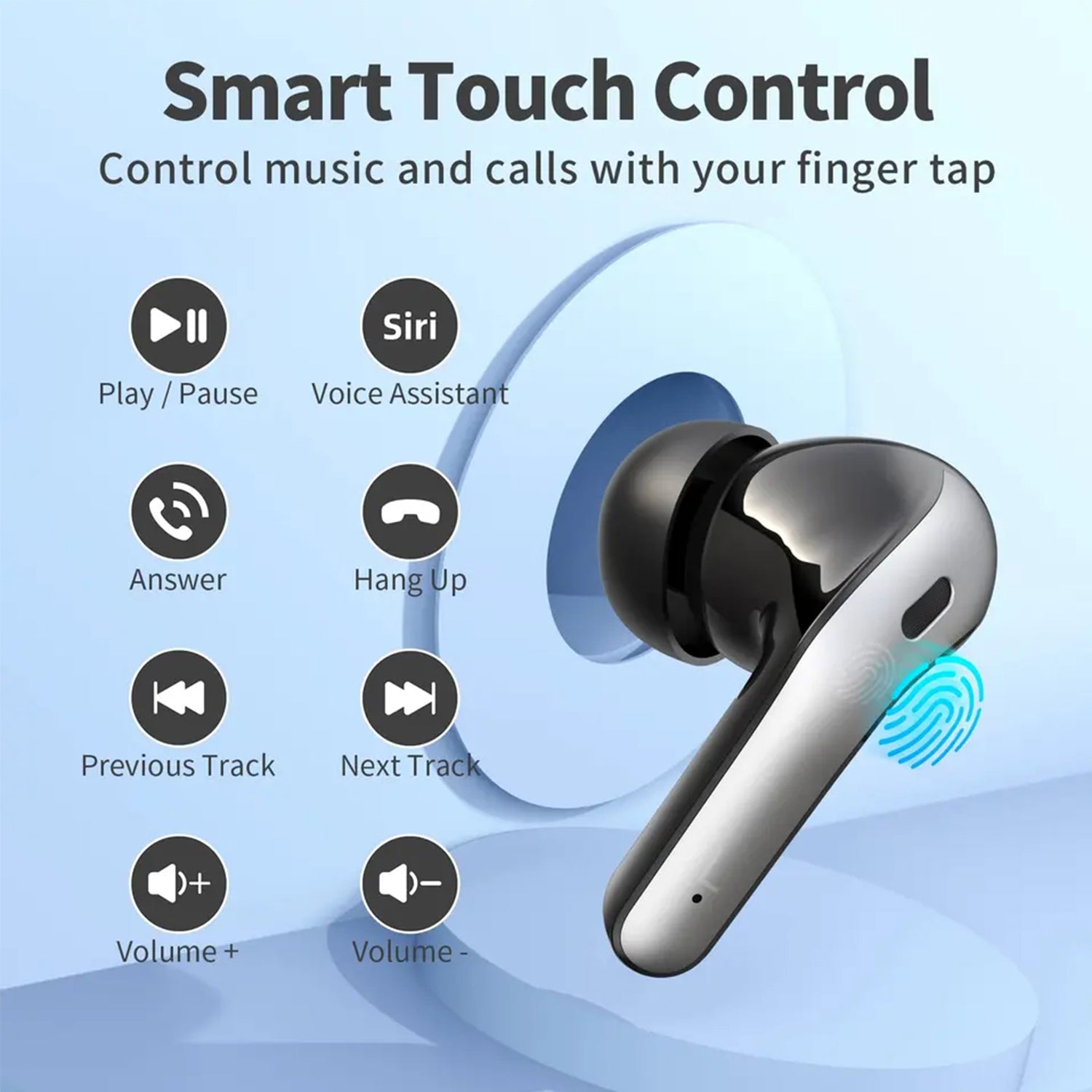 Bluetooth 5.3 Wireless Headphones, X08 Wireless Earbuds 40H Playtime with LED Power Display, IPX5 Waterproof Headphones with Touch Control for Sport/Work Earphones