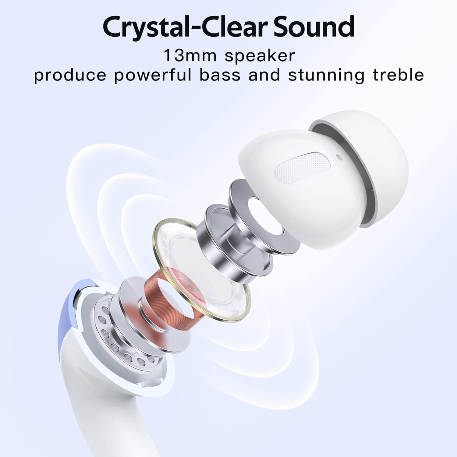 Bluetooth 5.3 Wireless Headphones, X08 Wireless Earbuds 40H Playtime with LED Power Display, IPX5 Waterproof Headphones with Touch Control for Sport/Work Earphones