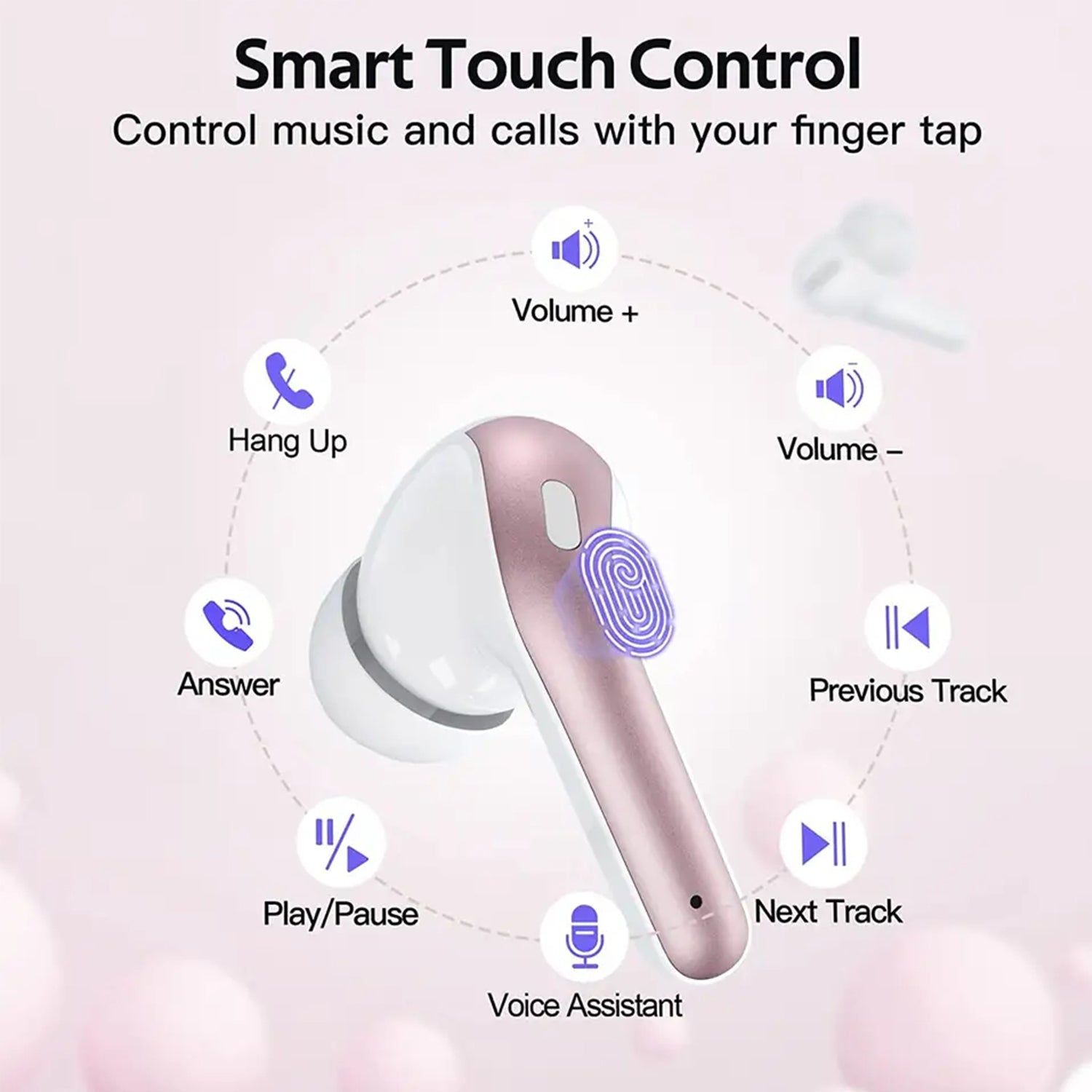 Bluetooth 5.3 Wireless Headphones, X08 Wireless Earbuds 40H Playtime with LED Power Display, IPX5 Waterproof Headphones with Touch Control for Sport/Work Earphones
