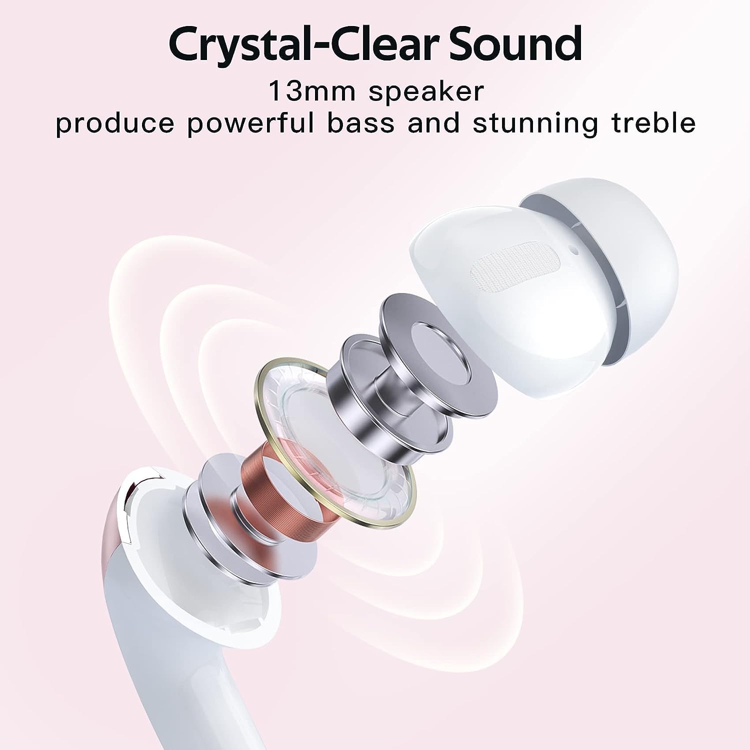 Bluetooth 5.3 Wireless Headphones, X08 Wireless Earbuds 40H Playtime with LED Power Display, IPX5 Waterproof Headphones with Touch Control for Sport/Work Earphones