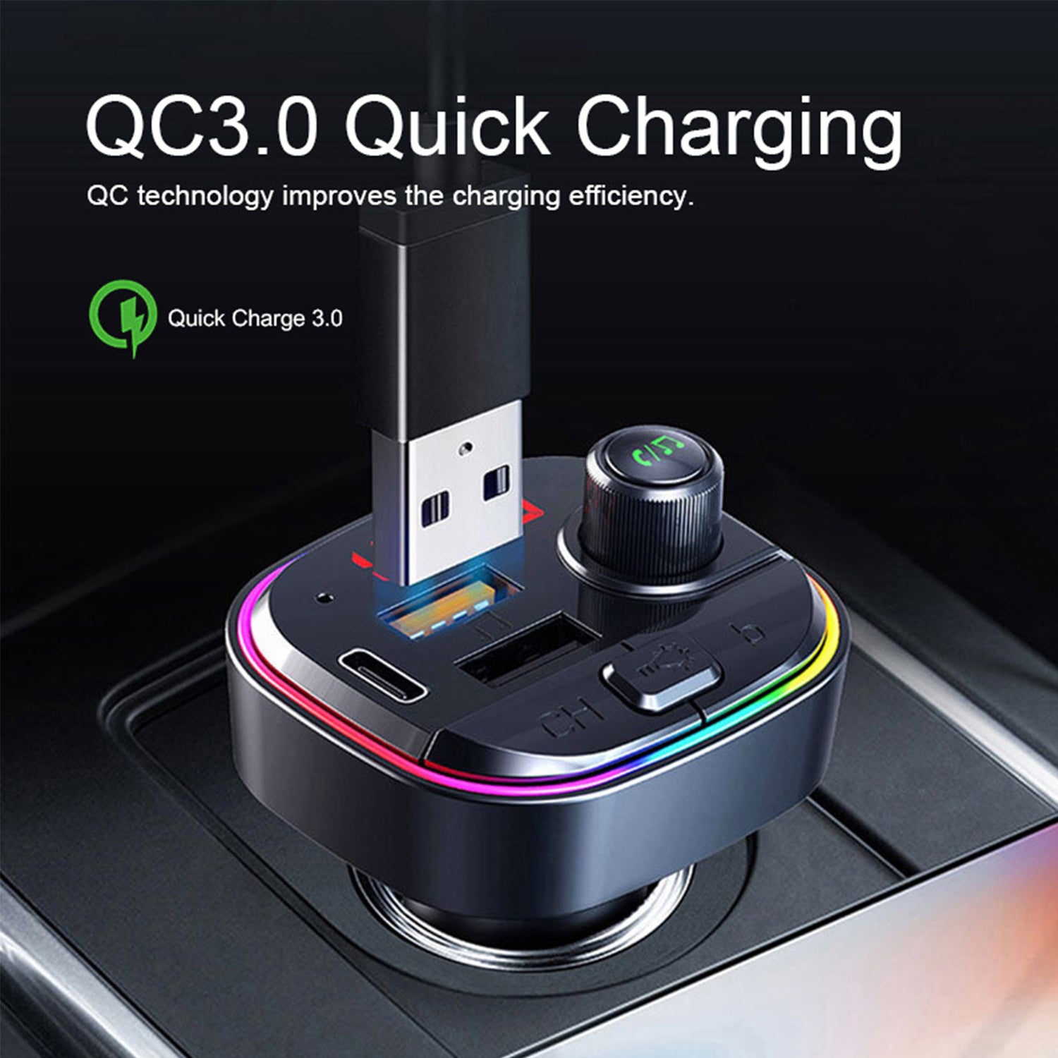 Bluetooth FM Transmitter LCD MP3 Player USB Charger Car Kit (PD+2 USB Ports)for iPhon12/11 and other Devices