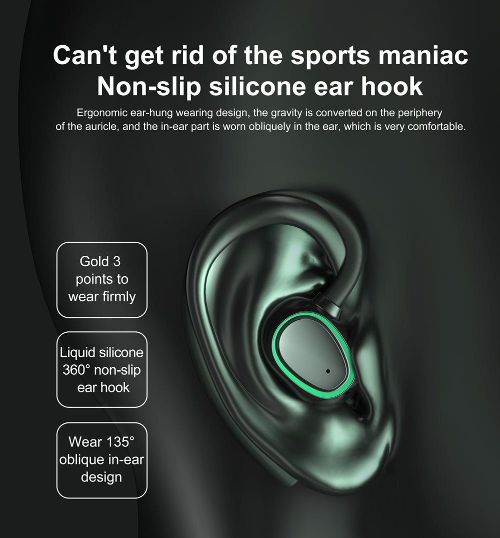 Noise reduction hang Lug type Bluetooth headset-Black*Green