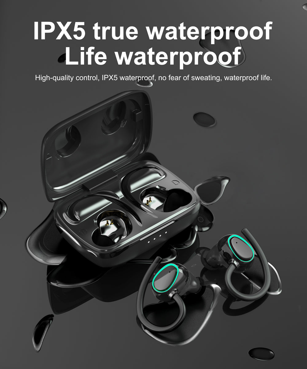 Noise reduction hang Lug type Bluetooth headset-Black*Green