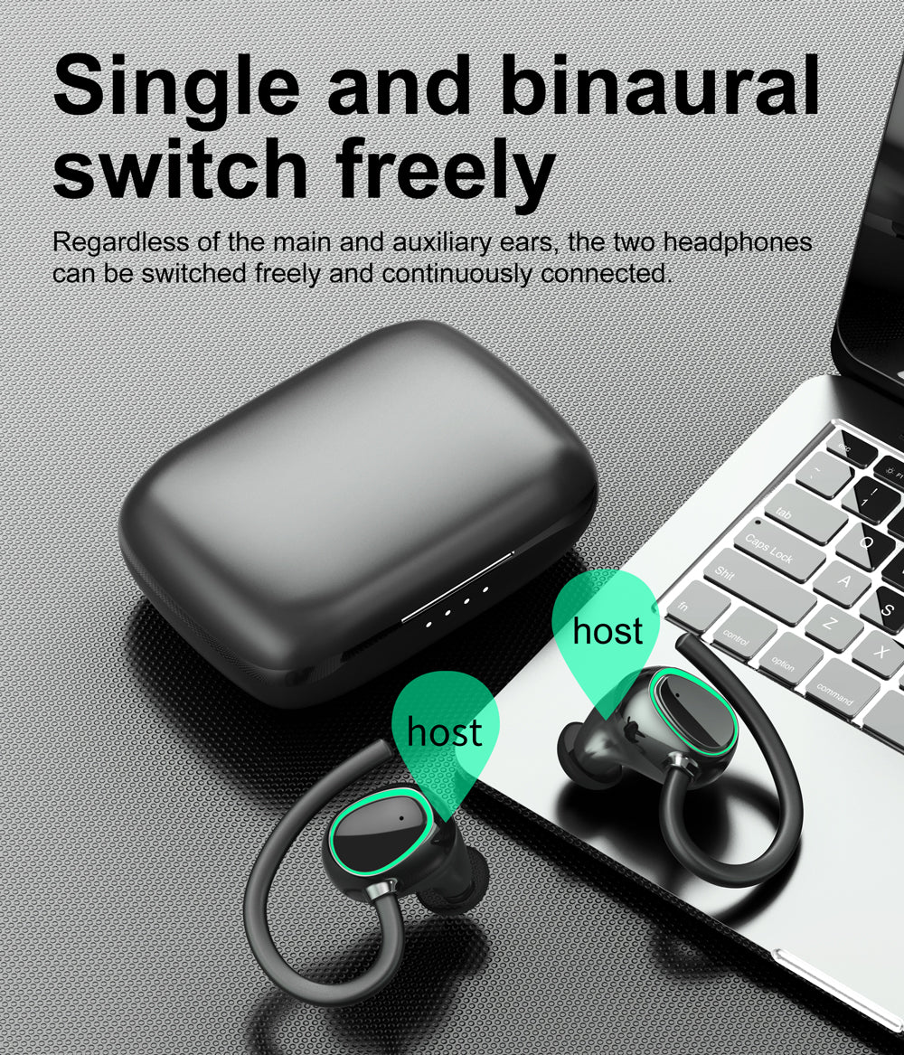 Noise reduction hang Lug type Bluetooth headset-Black*Green