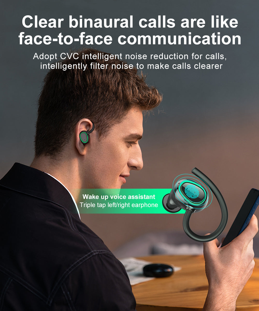Noise reduction hang Lug type Bluetooth headset-Black*Green