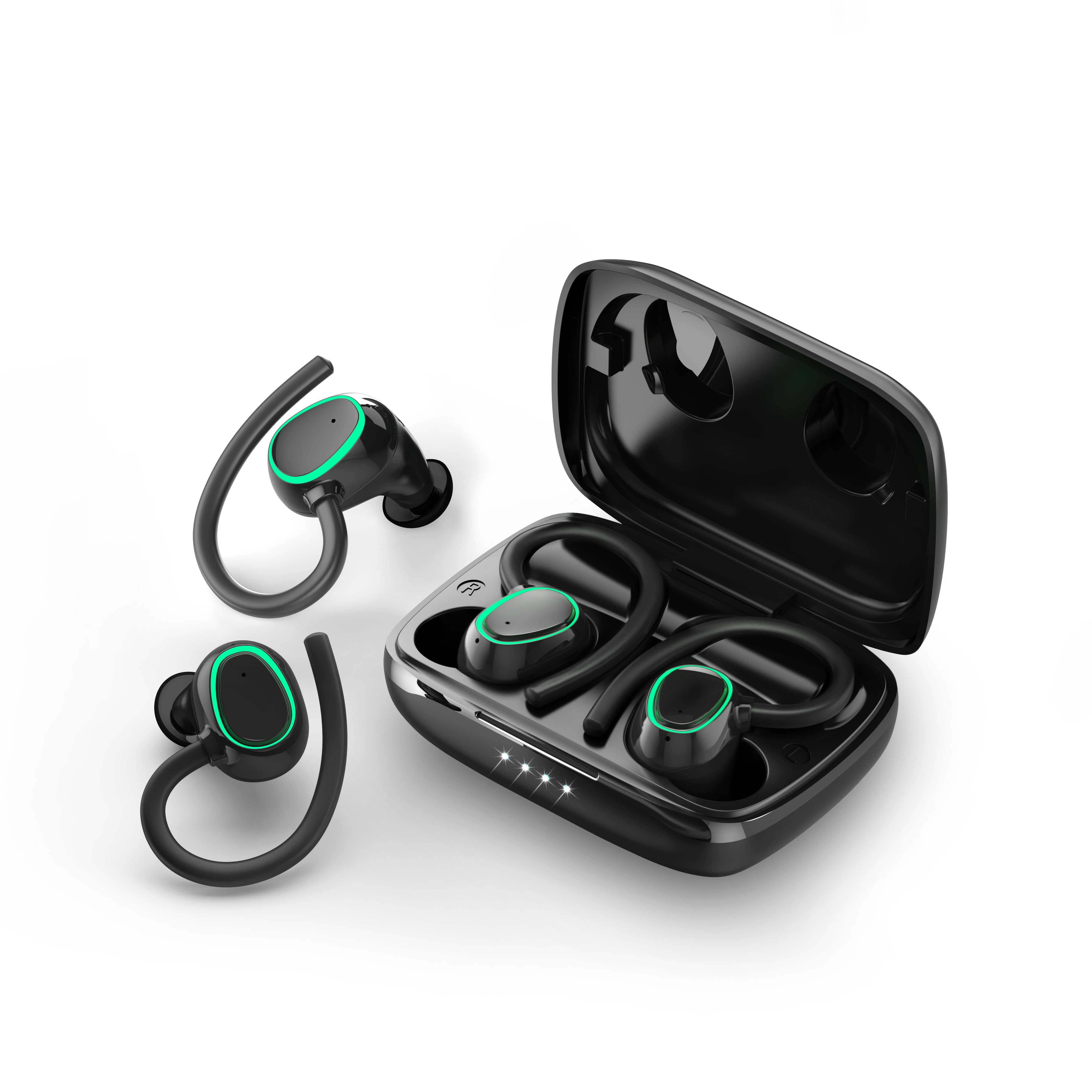 Noise reduction hang Lug type Bluetooth headset-Black*Green