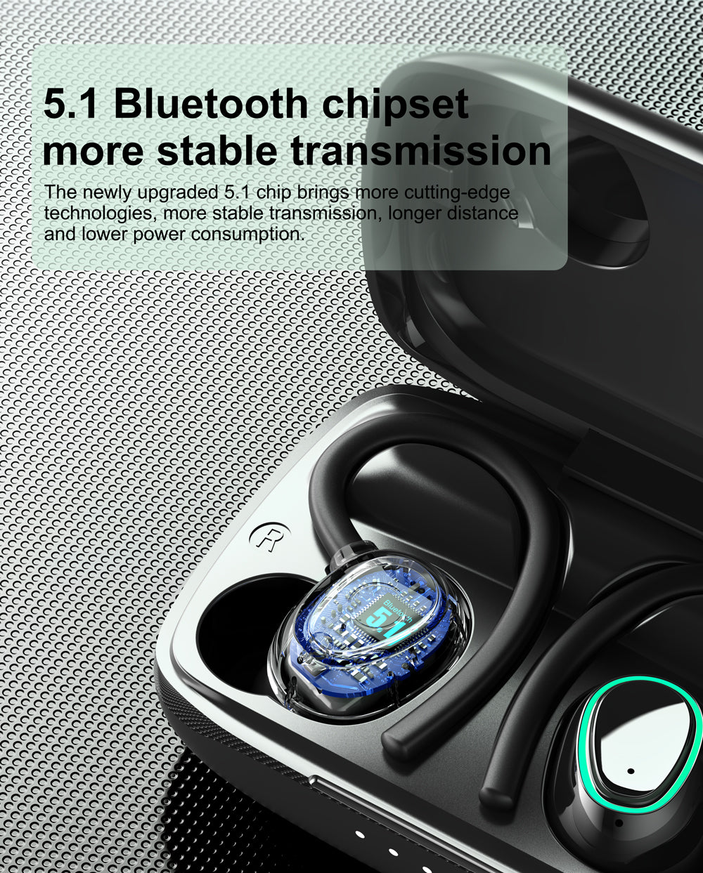 Noise reduction hang Lug type Bluetooth headset-Black*Green