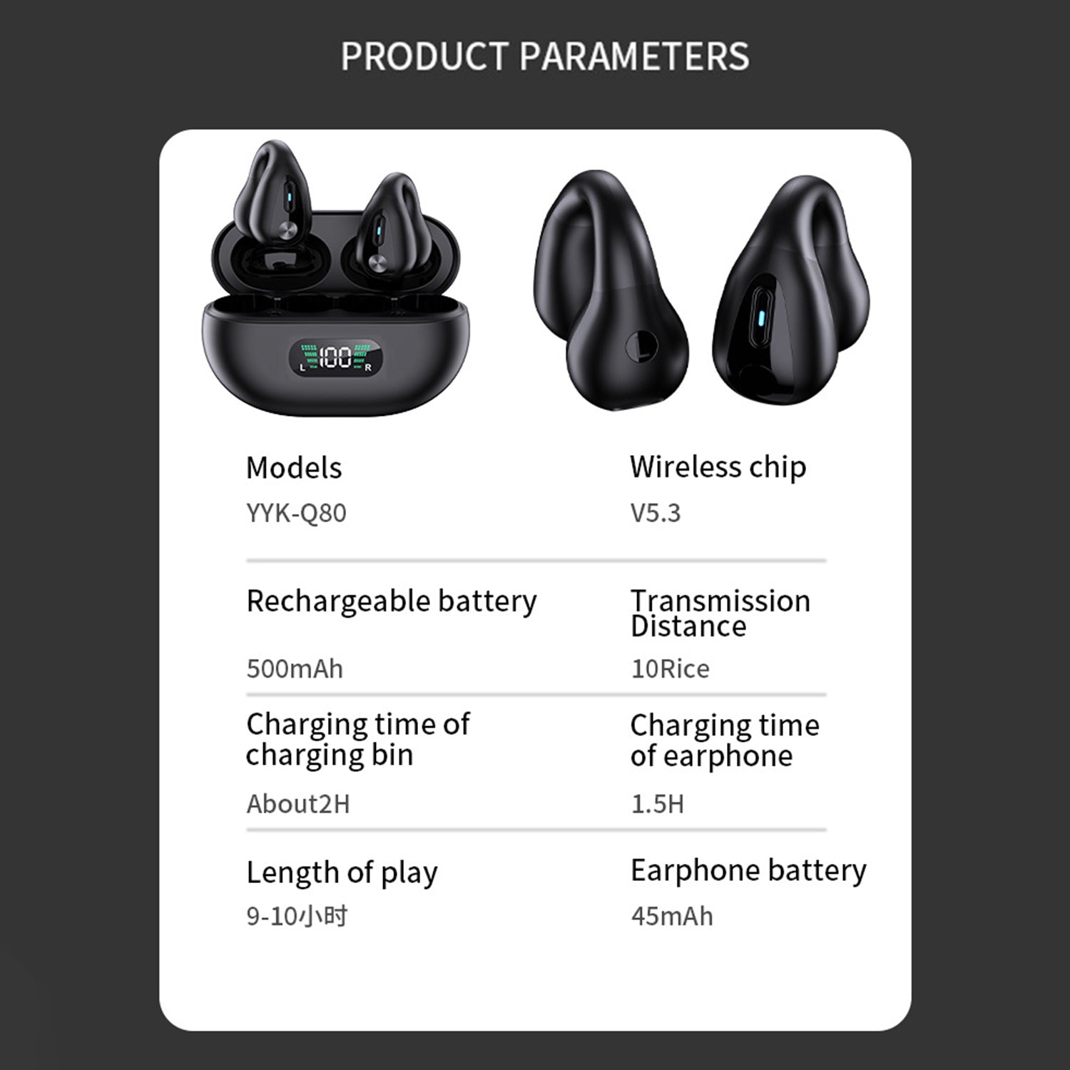 Wireless Bluetooth Noise-reducing ear-mounted Bluetooth headset