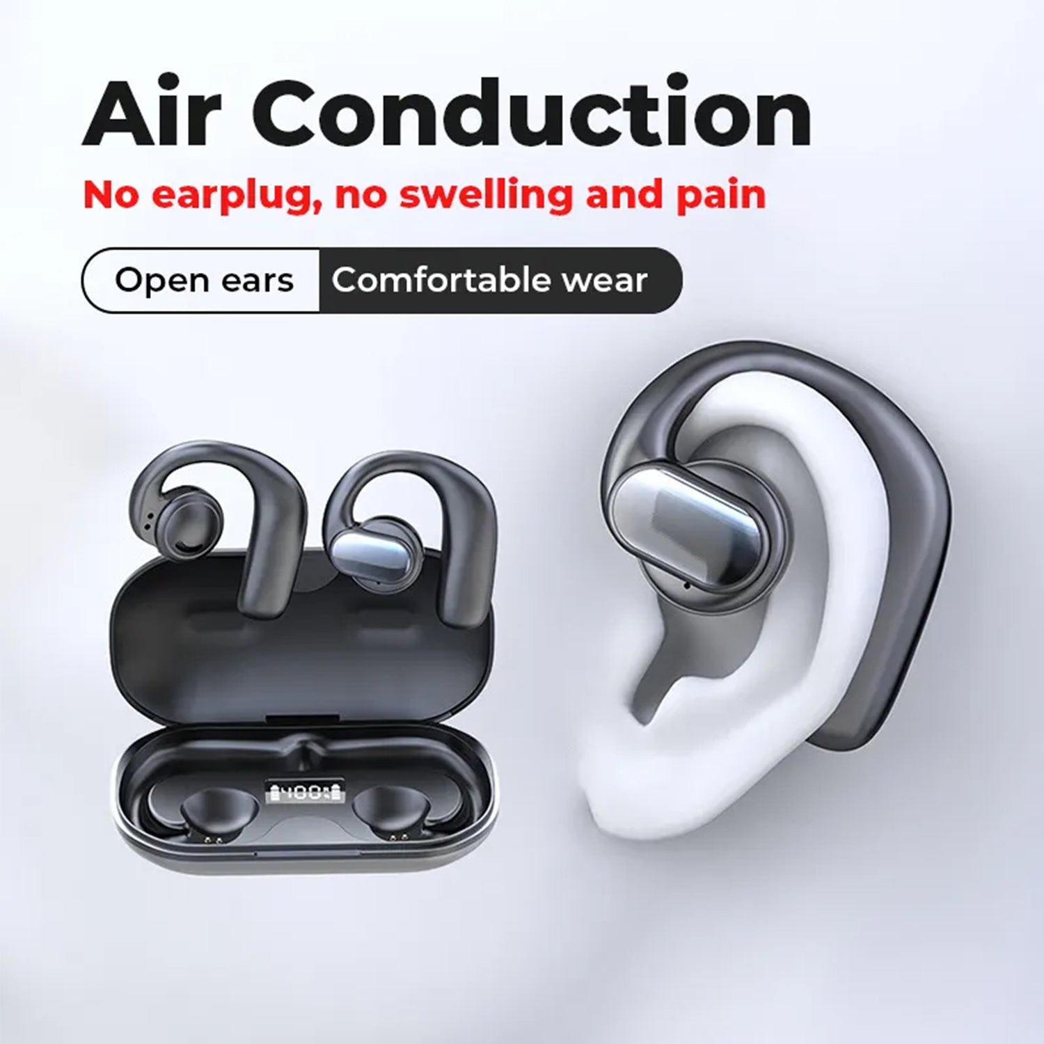 S901 TWS Wireless BT Headset HD Noise Reduction Ear Hanging Headphones Sports Waterproof LED Display Stereo Earbuds