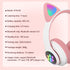 Headset wireless Bluetooth cat ear headset LED luminous plug-in card folding e-sports game headset