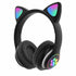 Headset wireless Bluetooth cat ear headset LED luminous plug-in card folding e-sports game headset