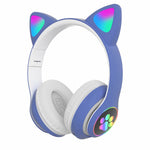 Headset wireless Bluetooth cat ear headset LED luminous plug-in card folding e-sports game headset