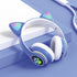 Headset wireless Bluetooth cat ear headset LED luminous plug-in card folding e-sports game headset