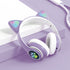 Headset wireless Bluetooth cat ear headset LED luminous plug-in card folding e-sports game headset
