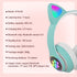 Headset wireless Bluetooth cat ear headset LED luminous plug-in card folding e-sports game headset
