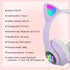 Headset wireless Bluetooth cat ear headset LED luminous plug-in card folding e-sports game headset