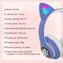 Headset wireless Bluetooth cat ear headset LED luminous plug-in card folding e-sports game headset