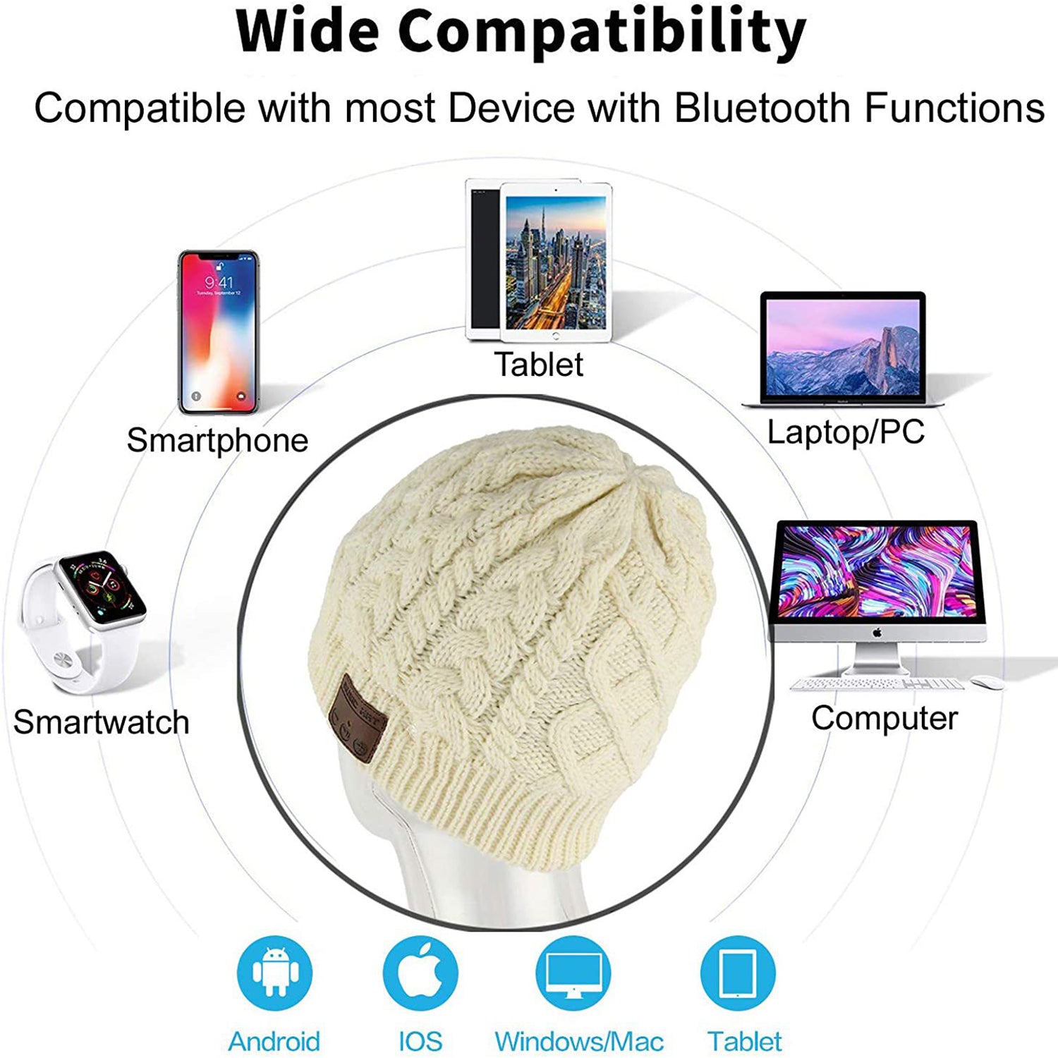 Wireless Bluetooth Knit Hat for winter (Unisex)