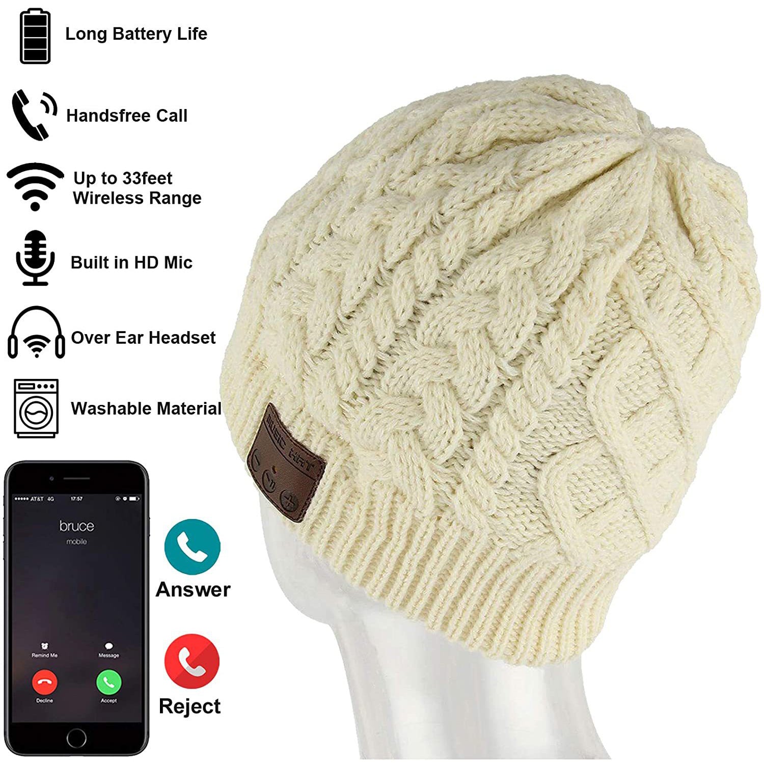 Wireless Bluetooth Knit Hat for winter (Unisex)